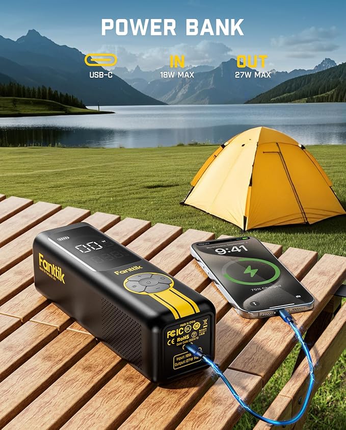 Fanttik X10 Cross Tire Inflator/Blower 2-in-1, Cordless Tire Inflator Portable Air Compressor, 150PSI Air Pump for cars and bikes, with Light and Power Bank, Deflate for Air Mattresses, Pool Floats