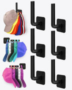 Hat Rack for Hat Storage (6-Pack), Multi-Purpose Hat Organizer, Strong Adhesive Hat Hooks for Wall Hat Organizer for Baseball