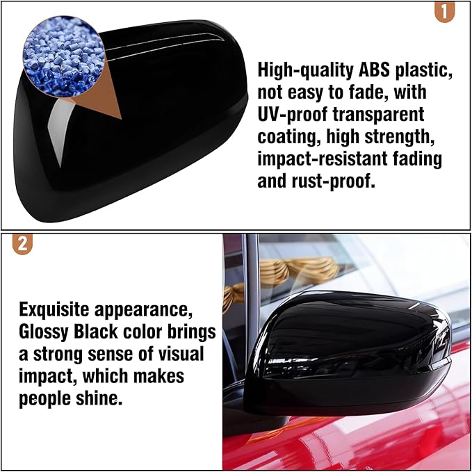 OWITAI Compatible with Honda Fit/Jazz Left Driver Side Mirror Cap Cover 2009 2010 2011 2012 2013, Glossy Black Door Rearview Mirror Cover Replacement Without Turn Signal Light for Fit/Jazz