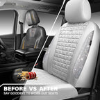 CAR PASS All White Bling Diamond Leather Car Seat Covers Full Sets,Waterproof Shining Glitter Sparkly Crystal Universal Fit f