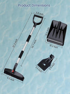 Snow Shovel,Detachable Snow Removal Kit+Snow Brush+Ice Scraper,42-inch,Lightweight and Adjustable,360°Degree Rotating Brush Head,for Car,Garden,Camping,and Snowman Building