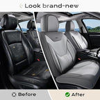 Coverado Car Seat Covers with Lumbar Support, Front Covers for Cars, Universal Automotive Seat Cover, Waterproof, Leather Car