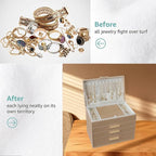 BOOVO Jewelry Boxes for Women, 5 Layer Jewelry Organizer with Necklace Hanger and Drawers, Large Jewelry Box for Earrings, Ne