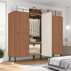 Heavy Duty Covered Clothes Rack with Magnetic Door Foldable Portable Wardrobe Closet for Hanging Clothing Rolling Black Metal