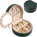 ProCase Travel Size Jewelry Box, Mini Portable Seashell-Shaped Jewelry Case with Mirror, 2 Layer Organizer in PU Leather for 