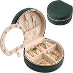 ProCase Travel Size Jewelry Box, Mini Portable Seashell-Shaped Jewelry Case with Mirror, 2 Layer Organizer in PU Leather for 
