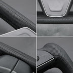 MEWANT Hand Stitched Tesla Model S Yoke Real Leather Steering Wheel Cover Wrap for Tesla Model S 2021-2023 / Model X 2021-2023 Tesla Yoke Steering Wheel Accessories(3D Style)