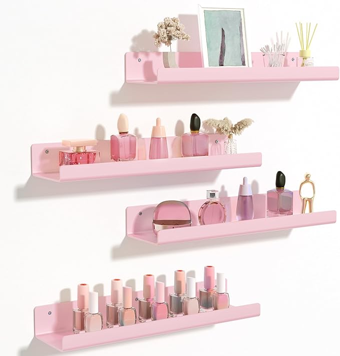 upsimples Acrylic Shelves for Wall Decor, 15" Display Shelf Perfume Organizer for Bathroom, Bedroom, Living Room, Floating Bo
