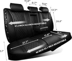 CAR PASS Bling Diamond Back Seat Covers, Nappa Leather Rear Seat Bench Cushion Waterproof Breathable Back Row Protector Unive