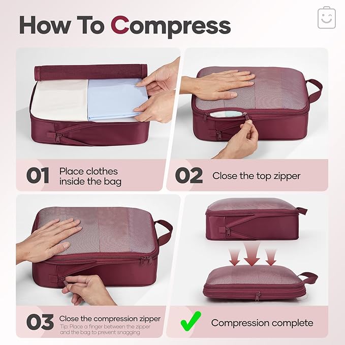 Veken 9/11 Set Compression Packing Cubes for Travel Essentials,Compressible Expandable Large Luggage Suitcase Organizer Bags 
