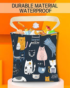 Car Trash Can, Durable Hanging Car Trash Garbage Bag, Cute Automotive Garbage Cans Organizer, Cute Cartoon Blue Cats