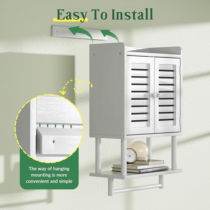 AmazerBath Bathroom Wall Cabinets, Bamboo Medicine Cabinets with Towel Bar, Hanging Over The Toilet Storage Cabinet with Adju