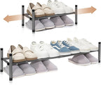 STORAGE MANIAC Expandable Shoe Rack, 4 Pairs Stackable Small Shoe Rack, Metal Adjustable Shoes Organizer for Closet, Entryway