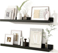 Fun Memories Picture Ledge Shelves Set of 2, 24 Inch Rustic Wall Mounted Floating Shelves with Lip for Home Storage and Décor