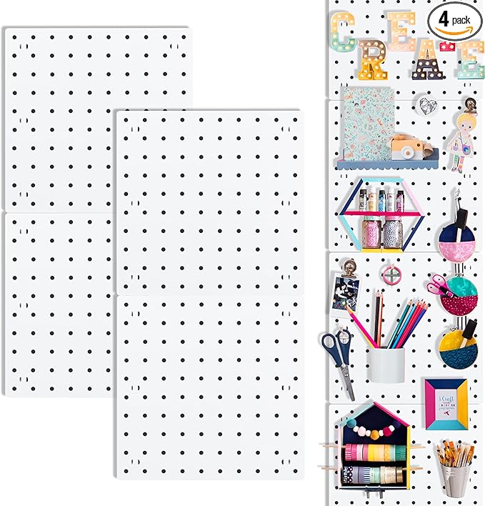 Pegboards, Pegboard Wall Organizer Panels, Peg Boards for Wall, Craft Room, Kitchen, Garage, Living Room, Bathroom, and Study