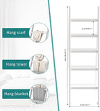 WTZ Bamboo Blanket Ladder, 5-Layer Towel Racks, Blanket Holder with Anti-Slip Construction Home Decor, Decorative Blanket, Qu