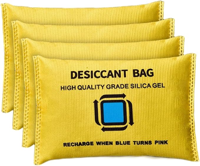 4PCS Silica Gel Packets for Storage, 200g Each Color Indicating Dehumidifier Bags, Reusable Desiccant Packs for Closets,