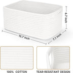 3-Pack Storage Baskets for Organizing | Woven Shelf Toy Basket | Rope Baskets for Gifts Empty | Closet Organizer Bins with Ha