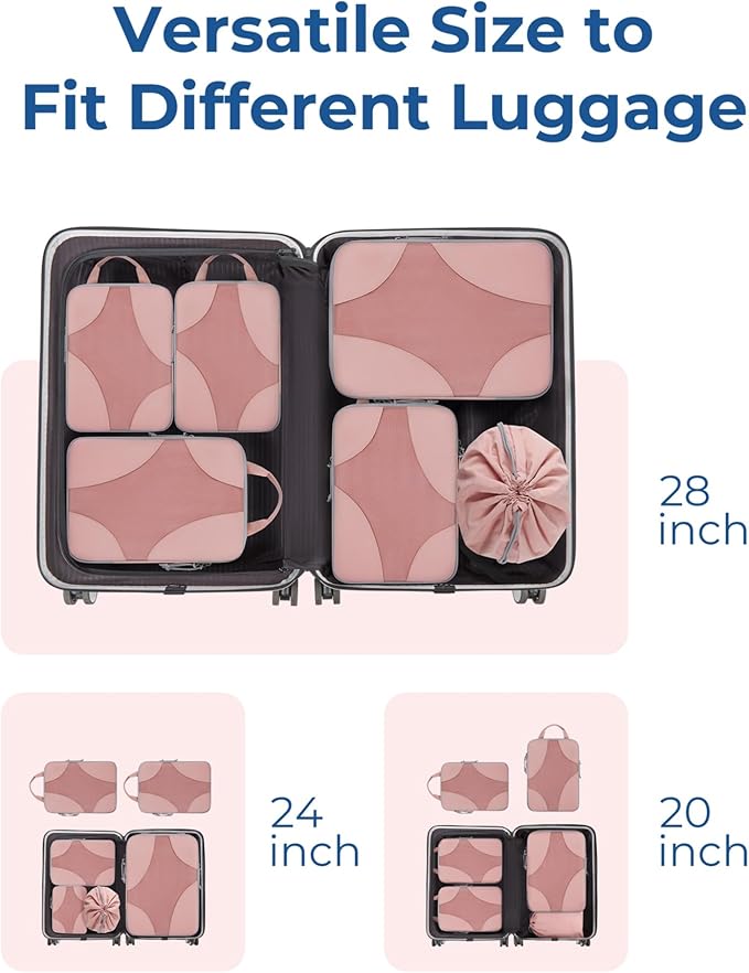 BAGSMART Compression Packing Cubes for Travel, Compressible Luggage Organizer for Cruise Ship, Lightweight Travel Essentials 