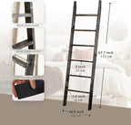 Blanket Ladder for The Living Room 6-Tier, Wooden Decorative Quilt Holder for Bed Room, Wall-Leaning Wood Towel Rack for Bath