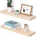Marsmiles Natural Wood Floating Shelves | 24 Inch Unfinished Wood Wall Shelves Set of 2 | 24" W x 6.7" D Rustic Wooden Shelve