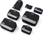Hanke 7 Set Compression Packing Cubes for Travel, Expandable Large Packing Cubes for Suitcases and Backpack, Luggage Packing 