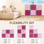 6 Cube Storage Organizer with Shelf Back to School Boxes 11 Inch Toy Storage Bins Closet Organizers Drawers Fabric Dresser fo
