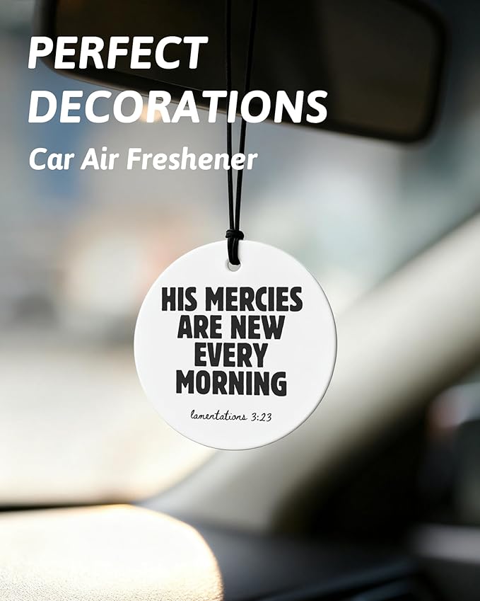Black Christian Round Car Air Freshener 4 Pcs, Girly Black Bow Floral Religious Hanging Air Freshener for Cars Closet Drawer 