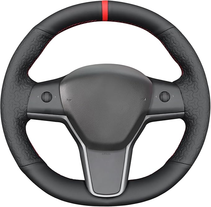 MEWANT Hand Stitched Steering Wheel Cover for Tesla Model 3 2017-2023 / Model Y 2020-2023 for Tesla Model 3/Y Accessories
