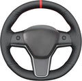 MEWANT Hand Stitched Steering Wheel Cover for Tesla Model 3 2017-2023 / Model Y 2020-2023 for Tesla Model 3/Y Accessories