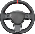MEWANT Hand Stitched Steering Wheel Cover for Tesla Model 3 2017-2023 / Model Y 2020-2023 for Tesla Model 3/Y Accessories