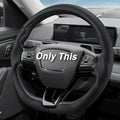 3-Piece Leather Steering Wheel Cover for Ford Mustang Mach-E 2021-2026, Custom Fit Clip-On Quick Installation Ultra-Thin Form-Fitting Interior Car Accessories for Men Women(Black Hole)