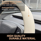 PINCTROT Nappa Leather Steering Wheel Cover for Tesla Model Y/3 Highland/Juniper, D Shaped 14 Inch Small Sized with Breathabl