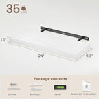Vivelove White Floating Shelves for wall, 24 Inch Wall Display Shelves with Invisible Brackets, for Bathroom Living Room Kitc