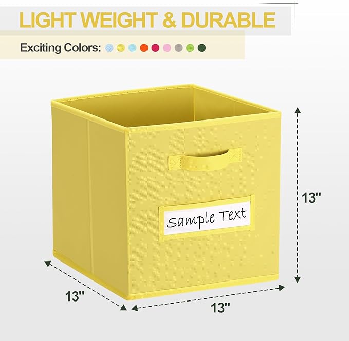 artsdi 13x13 storage cube bins (Set of 10) Foldable Fabric storage cubes with 10 Labels Window Cards & a Pen,13 inch cube sto
