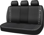 CAR PASS Bling Rhinestone Leather Back Seat Cover, Waterproof Bench Rear Seat Cover Shining Diamond Universal Fit Automotive Glitter Crystal Sparkle Strips for Kid Women Girl, Black Diamond