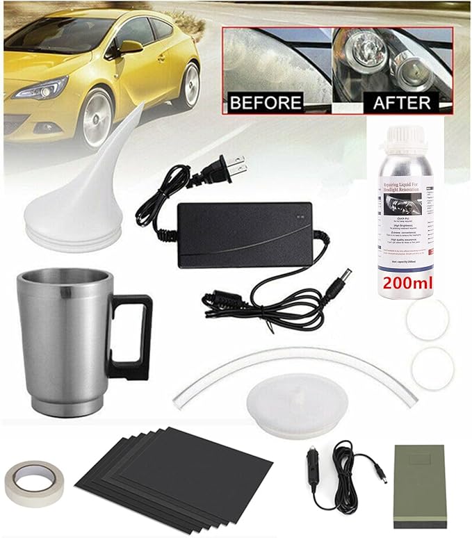 Car Headlight Lens Restoration Kit with 200ml Headlight Repair Liquid,Headlight Polishing Repair Kit for Headlight Lens Resto