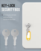Uniclife 28 Position Key Cabinet with Key Lock Wall Mounted White Security Storage Box Steel Key Organizer with Colorful Key 