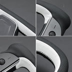 MEWANT Hand Stitched Tesla Model S Yoke Real Leather Steering Wheel Cover Wrap for Tesla Model S 2021-2023 / Model X 2021-2023 Tesla Yoke Steering Wheel Accessories(3D Style)