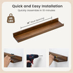 Picture Ledge Wall Shelves 24 inch Width Set of 2, Solid Pine Wood Rustic Floating Ledge Shelves for Wall for Kids' Room Bedr