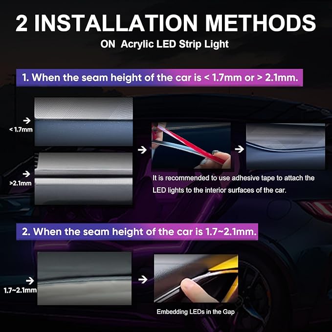 Acrylic 6 in 1 Car LED Lights Interior, RGB Ambient Lighting Car with 584 LEDs, 16 Million Colors, APP & Remote Control, Music Sync Interior Ca r Lights for Women Men