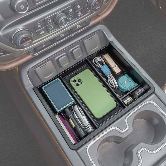 JKCOVER Center Console Organizer Compatible with Chevy Silverado/GMC Sierra 2014 2015 2016 2017 2018 1500/2500/3500HD Accessories Console Compartment Storage Tray -Full Console w/Bucket Seats ONLY