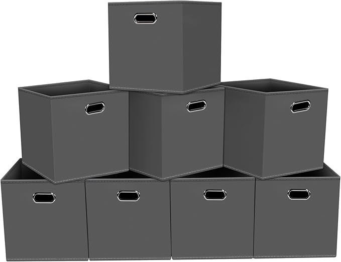Fabric storage bins Cubes, Fabric Cube Organizer with Handle, Foldable Cube Bins for Cloth or Accessary Storage, 11x11x11, Se