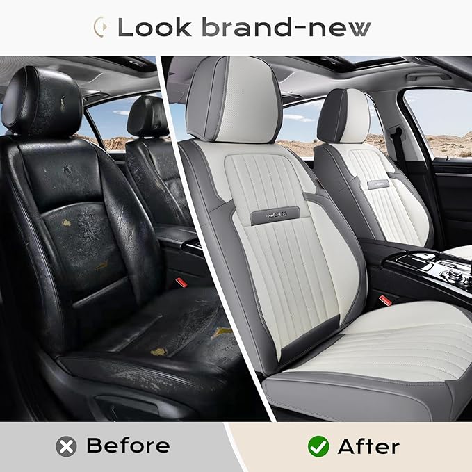Coverado Car Seat Covers Front Seats, Seat Covers for Cars, Car Seat Protector, 2-Pack Car Seat Cushion Nappa Leather, Waterp