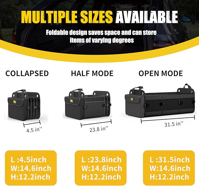 MIKKUPPA Car Trunk Organizer with Cooler - 100L Large Car Organizer, 1680D Oxford Collapsible Suv Trunk Storage with 2