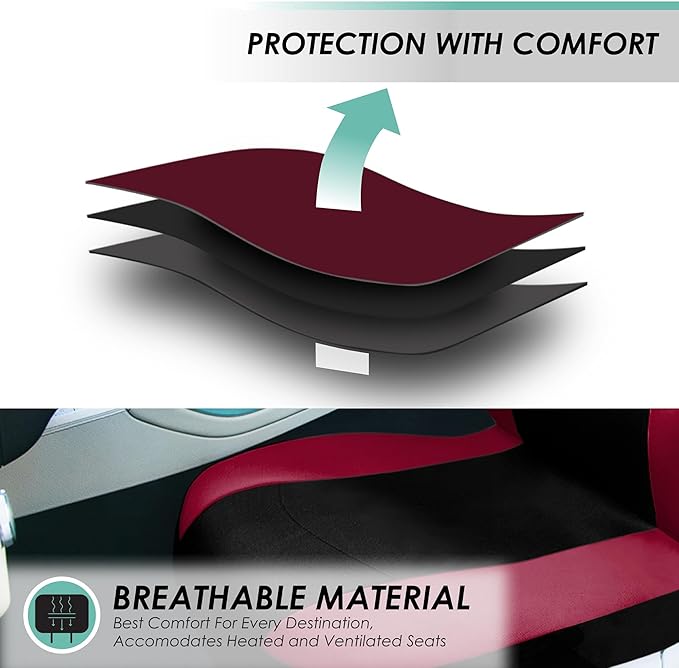 FH Group Car Seat Covers Rear Set Cloth - Universal Fit Automotive Seat Covers, Low Back Front Seat Covers, Solid Back Seat C