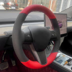 MEWANT Hand Stitched Steering Wheel Cover for Tesla Model 3 2017-2023 / Model Y 2020-2023 for Tesla Model 3/Y Accessories