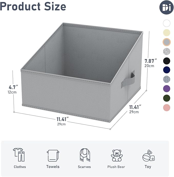 DIMJ Storage Bins for Closet, Trapezoid Storage Bins with Front Handle, Fabric Storage Baskets for Shelves, Line Closet Organ
