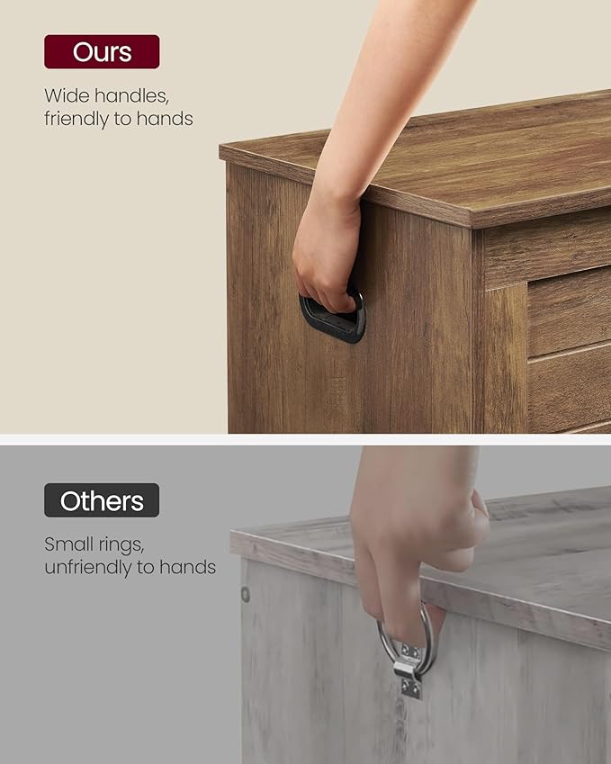 VASAGLE Storage Chest, Storage Bench with 2 Safety Hinges, Farmhouse Style, 15.7 x 39.4 x 18.1 Inches, for Entryway, Bedroom,