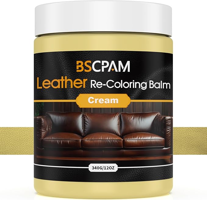 Cream White Leather Recoloring Balm, 12oz Leather Color Restorer for Couches, Leather Repair Kit for Furniture, Leather Dye f